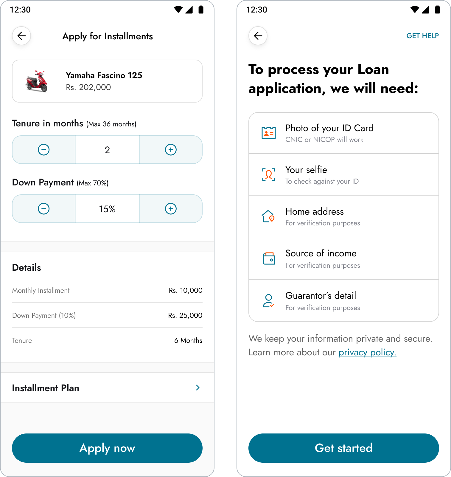 Flexible payment options design