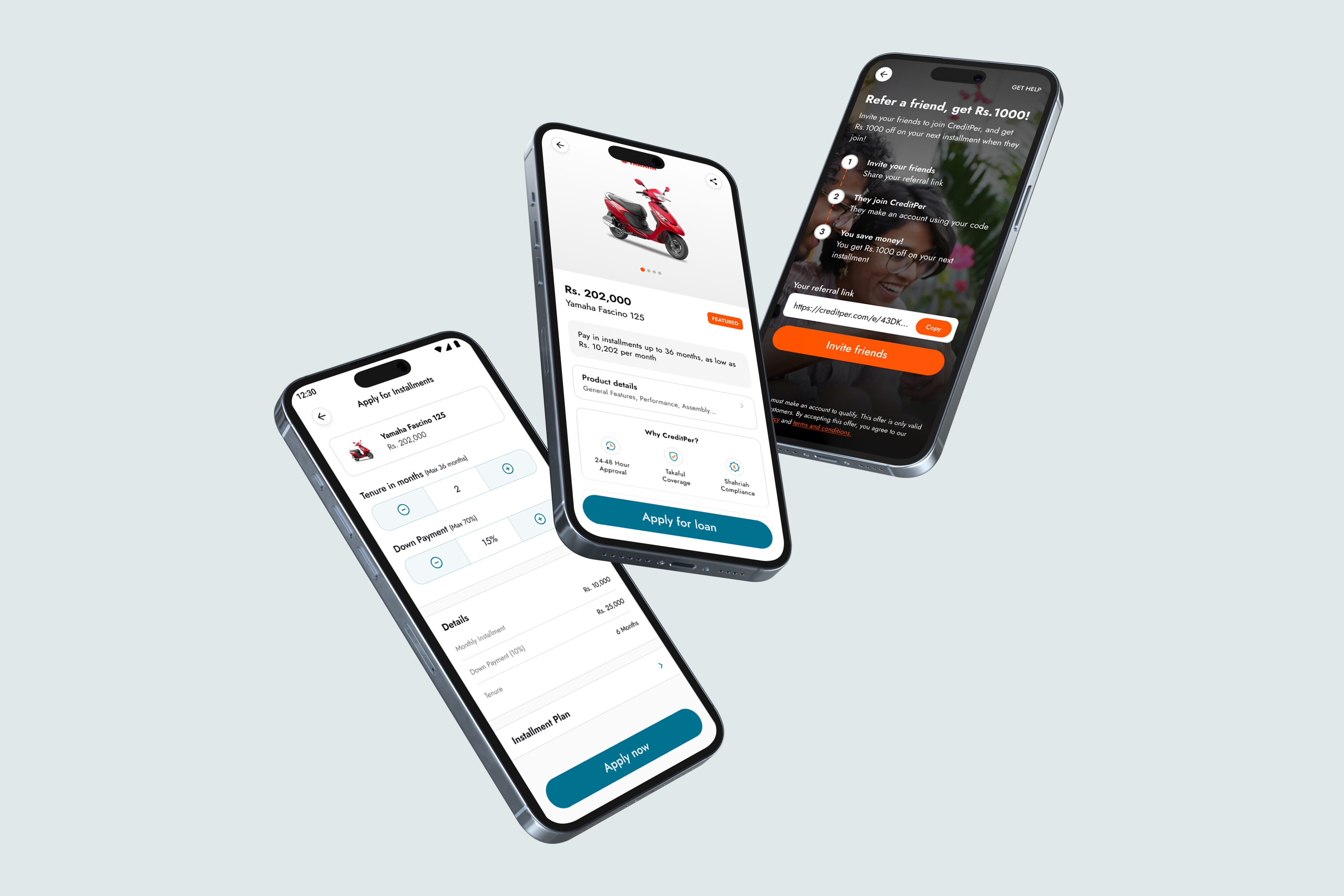 Creditper mobile app on a smartphone